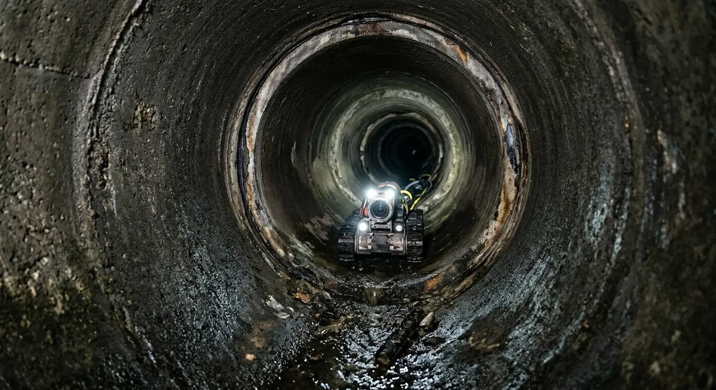 Robotic sewer camera inspecting pipe interior for Sewer Line Cleaning in Prairie du Chien